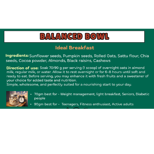 "Balanced Bowl Breakfast Mix | Healthy Overnight Oats Blend" - diet dharmaa - 500 GM - Image 4