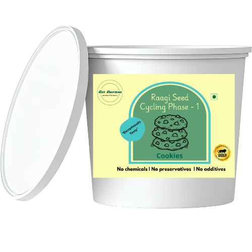 Raagi Seed Cycling Cookies Phase 1 – Gluten Free Millet Cookies with Flax & Pumpkin Seeds | Diet Dharmaaa - 250 GM - Image 2