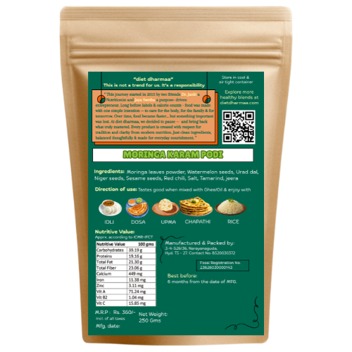 "Moringa Leaves Karam Podi | Moringa Leaves Spice Mix Powder" - diet dharmaa - 100 GM (Copy) - Image 2
