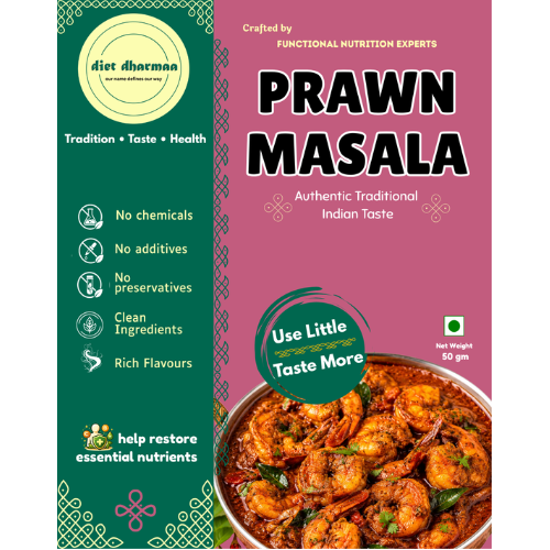 Prawn Masala | Authentic Indian Spice Blend for Prawn Curry, Prawn Fry & Seafood Recipes | Diet Dharmaa - 50g - Image 2