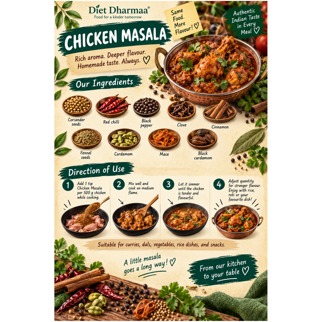 Chicken Masala | Authentic Indian Spice Blend for Chicken Curry, Fry & Gravy - Diet Dharmaa - 50g - Image 6
